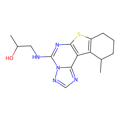 1-((11-methyl-8,9,10,11-tetrahydrobenzo[4,5]thieno[3,2-e][1,2,4]triazolo[1,5-c]pyrimidin-5-yl)amino)propan-2-ol structure