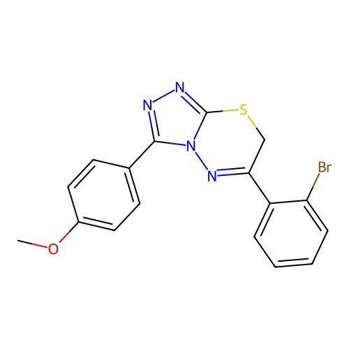 6-(2-bromophenyl)-3-(4-methoxyphenyl)-7H-[1,2,4]triazolo[3,4-b][1,3,4]thiadiazine structure