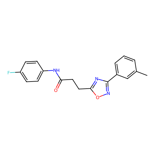 N-(4-fluorophenyl)-3-[3-(3-methylphenyl)-1,2,4-oxadiazol-5-yl]propanamide structure