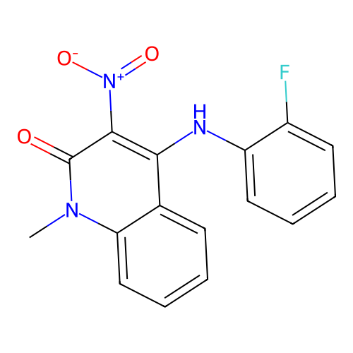 4-((2-fluorophenyl)amino)-1-methyl-3-nitroquinolin-2(1H)-one structure