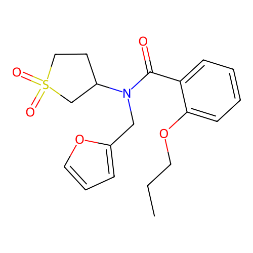 N-(1,1-dioxidotetrahydrothiophen-3-yl)-N-(furan-2-ylmethyl)-2-propoxybenzamide structure