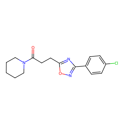 3-[3-(4-Chlorophenyl)-1,2,4-oxadiazol-5-yl]-1-piperidin-1-ylpropan-1-one structure