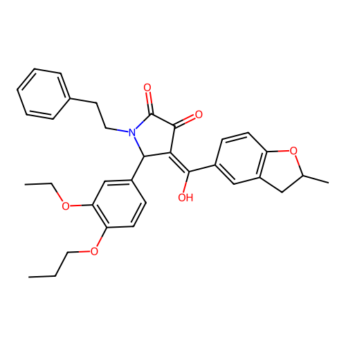(4E)-5-(3-ethoxy-4-propoxyphenyl)-4-[hydroxy(2-methyl-2,3-dihydro-1-benzofuran-5-yl)methylidene]-1-(2-phenylethyl)pyrrolidine-2,3-dione structure