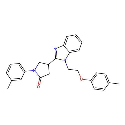 1-(3-methylphenyl)-4-{1-[2-(4-methylphenoxy)ethyl]benzimidazol-2-yl}pyrrolidin -2-one structure