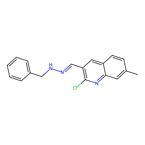 3-[(E)-(2-benzylhydrazinylidene)methyl]-2-chloro-7-methylquinoline structure