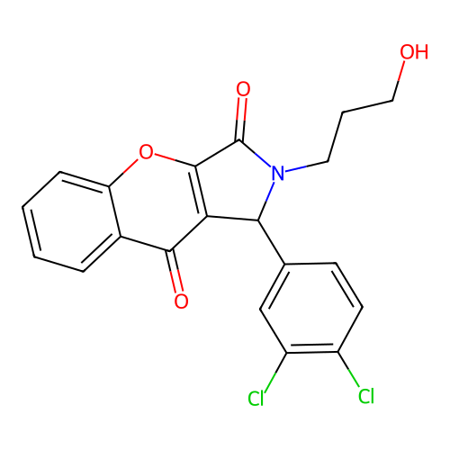 1-(3,4-dichlorophenyl)-2-(3-hydroxypropyl)-1,2-dihydrochromeno[2,3-c]pyrrole-3,9-dione structure