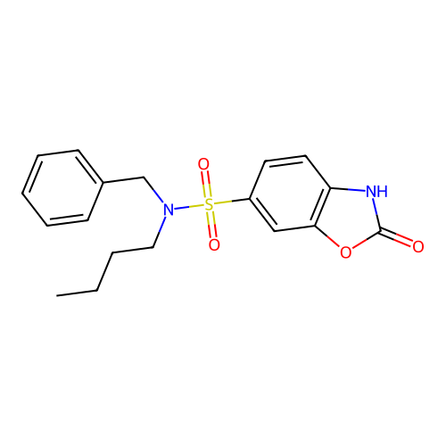 N-benzyl-N-butyl-2-oxo-2,3-dihydrobenzo[d]oxazole-6-sulfonamide structure