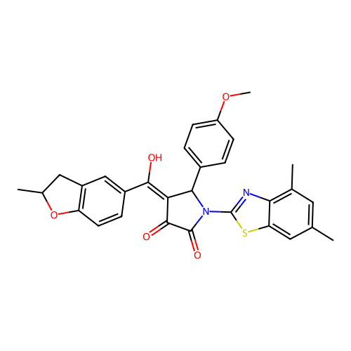 (4E)-1-(4,6-dimethyl-1,3-benzothiazol-2-yl)-4-[hydroxy(2-methyl-2,3-dihydro-1-benzofuran-5-yl)methylidene]-5-(4-methoxyphenyl)pyrrolidine-2,3-dione structure