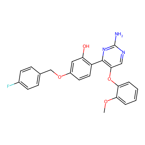 2-(2-Amino-5-(2-methoxyphenoxy)pyrimidin-4-yl)-5-((4-fluorobenzyl)oxy)phenol structure
