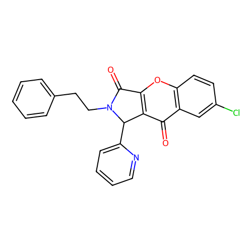 7-chloro-2-(2-phenylethyl)-1-(pyridin-2-yl)-1,2-dihydrochromeno[2,3-c]pyrrole-3,9-dione structure