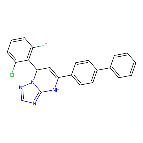 5-([1,1'-biphenyl]-4-yl)-7-(2-chloro-6-fluorophenyl)-4,7-dihydro-[1,2,4]triazolo[1,5-a]pyrimidine structure
