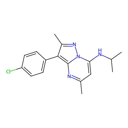 3-(4-chlorophenyl)-N-isopropyl-2,5-dimethylpyrazolo[1,5-a]pyrimidin-7-amine structure