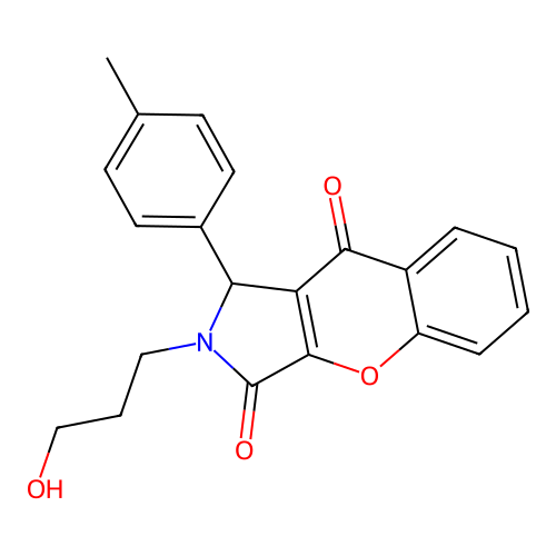 2-(3-hydroxypropyl)-1-(4-methylphenyl)-1,2-dihydrochromeno[2,3-c]pyrrole-3,9-dione structure
