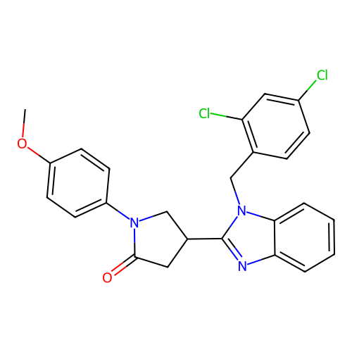 4-(1-(2,4-dichlorobenzyl)-1H-benzo[d]imidazol-2-yl)-1-(4-methoxyphenyl)pyrrolidin-2-one structure