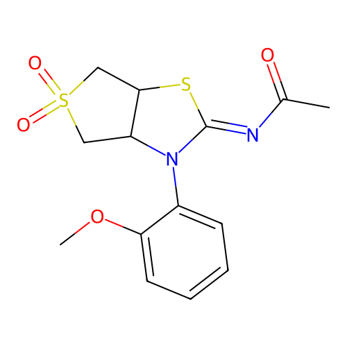 N-[(2Z)-3-(2-methoxyphenyl)-5,5-dioxidotetrahydrothieno[3,4-d][1,3]thiazol-2(3H)-ylidene]acetamide structure
