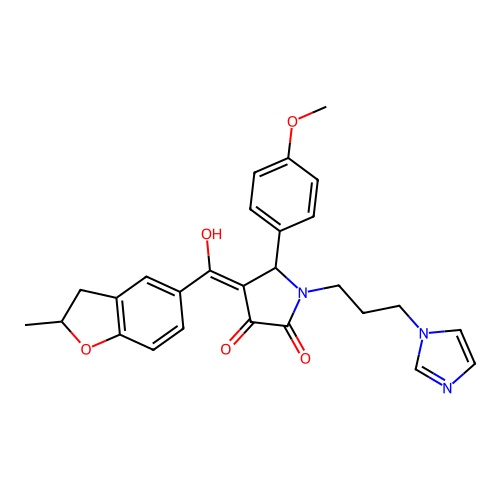3-hydroxy-1-[3-(1H-imidazol-1-yl)propyl]-5-(4-methoxyphenyl)-4-(2-methyl-2,3-dihydro-1-benzofuran-5-carbonyl)-2,5-dihydro-1H-pyrrol-2-one structure