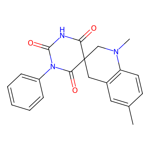 1',6'-dimethyl-1-phenylspiro[1,3-diazinane-5,3'-2,4-dihydroquinoline]-2,4,6-trione structure