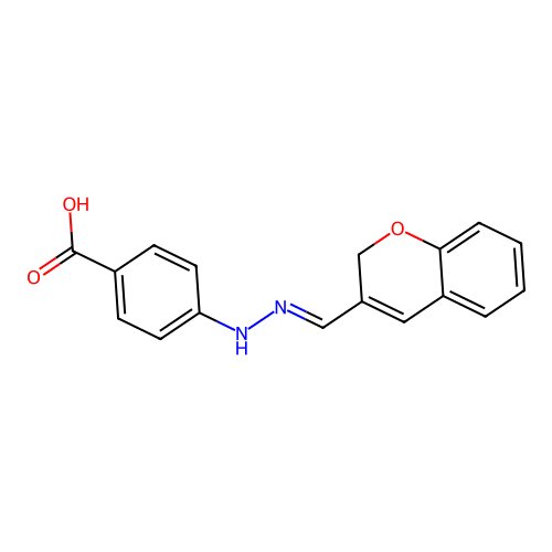 4-[(2E)-2-(2H-chromen-3-ylmethylidene)hydrazinyl]benzoic acid structure