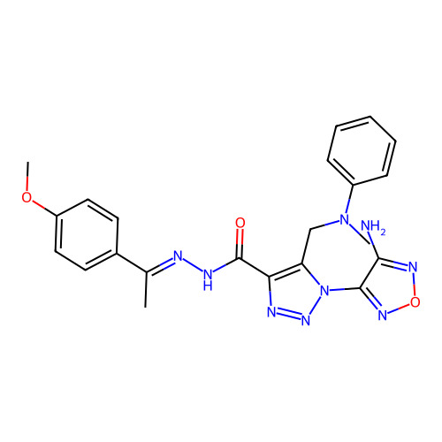 (E)-1-(4-amino-1,2,5-oxadiazol-3-yl)-N'-(1-(4-methoxyphenyl)ethylidene)-5-((methyl(phenyl)amino)methyl)-1H-1,2,3-triazole-4-carbohydrazide structure