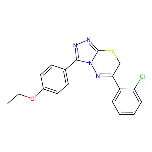 6-(2-chlorophenyl)-3-(4-ethoxyphenyl)-7H-[1,2,4]triazolo[3,4-b][1,3,4]thiadiazine structure