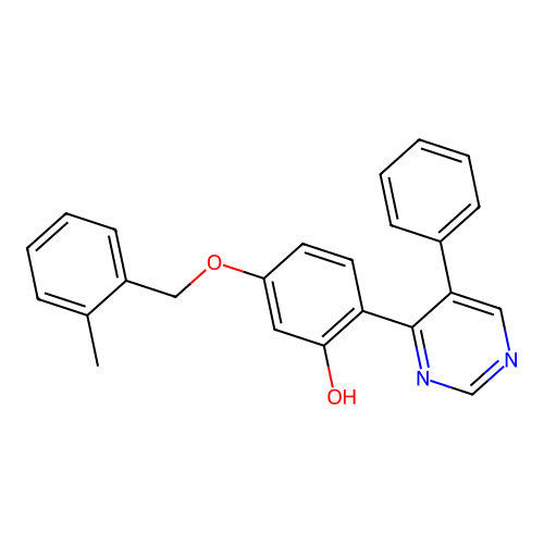 5-[(2-Methylphenyl)methoxy]-2-(5-phenylpyrimidin-4-yl)phenol structure