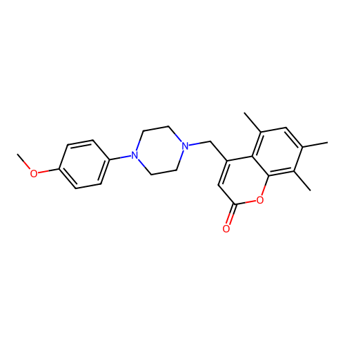 4-((4-(4-methoxyphenyl)piperazin-1-yl)methyl)-5,7,8-trimethyl-2H-chromen-2-one structure