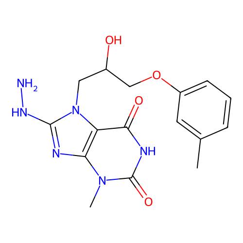 8-hydrazinyl-7-(2-hydroxy-3-(m-tolyloxy)propyl)-3-methyl-1H-purine-2,6(3H,7H)-dione structure