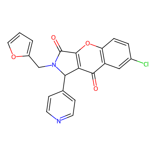 7-chloro-2-(furan-2-ylmethyl)-1-(pyridin-4-yl)-1,2-dihydrochromeno[2,3-c]pyrrole-3,9-dione structure