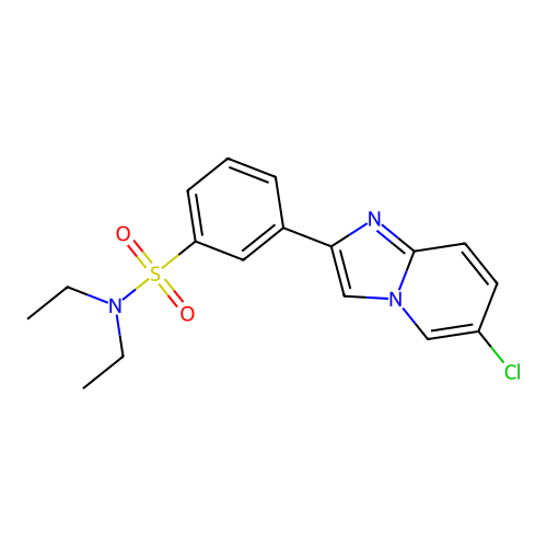 3-(6-chloroimidazo[1,2-a]pyridin-2-yl)-N,N-diethylbenzenesulfonamide structure