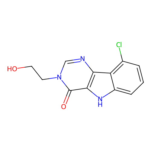 9-chloro-3-(2-hydroxyethyl)-3,5-dihydro-4H-pyrimido[5,4-b]indol-4-one structure