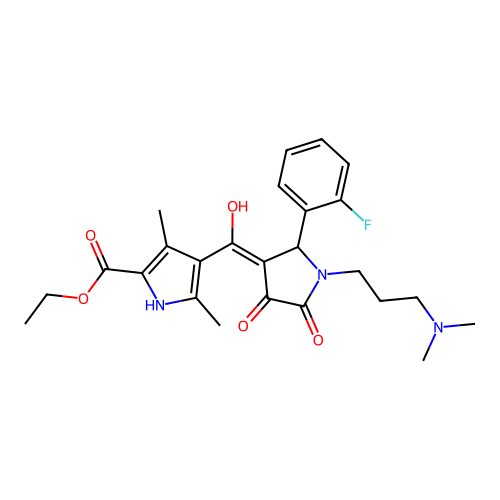 ethyl 4-(1-(3-(dimethylamino)propyl)-2-(2-fluorophenyl)-4-hydroxy-5-oxo-2,5-dihydro-1H-pyrrole-3-carbonyl)-3,5-dimethyl-1H-pyrrole-2-carboxylate structure