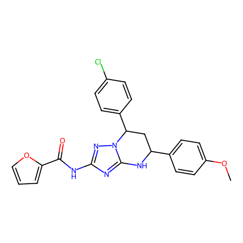 N-(7-(4-chlorophenyl)-5-(4-methoxyphenyl)-4,5,6,7-tetrahydro-[1,2,4]triazolo[1,5-a]pyrimidin-2-yl)furan-2-carboxamide structure