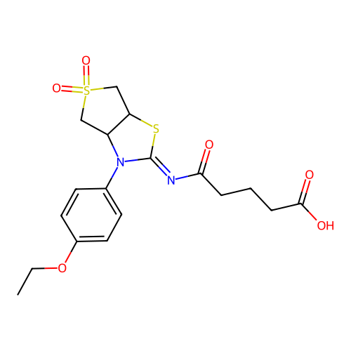 5-{[(2Z)-3-(4-ethoxyphenyl)-5,5-dioxidotetrahydrothieno[3,4-d][1,3]thiazol-2(3H)-ylidene]amino}-5-oxopentanoic acid structure