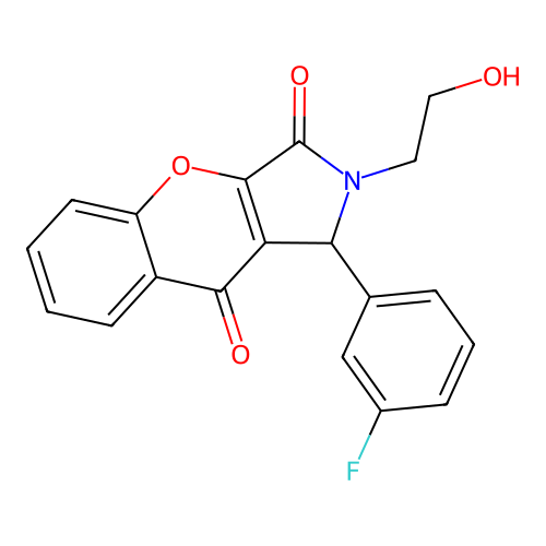 1-(3-fluorophenyl)-2-(2-hydroxyethyl)-1,2-dihydrochromeno[2,3-c]pyrrole-3,9-dione structure