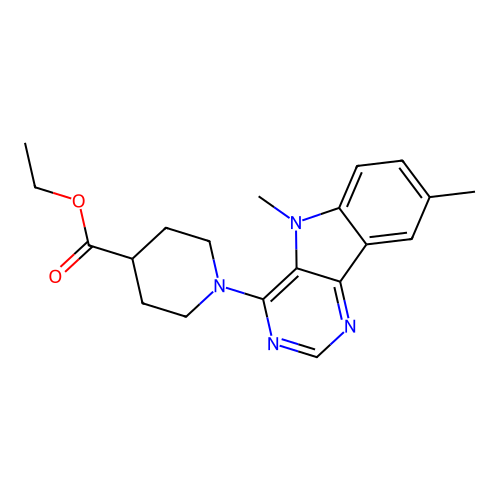 ethyl 1-(5,8-dimethyl-5H-pyrimido[5,4-b]indol-4-yl)piperidine-4-carboxylate structure