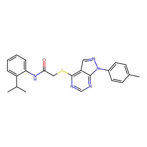 N-(2-isopropylphenyl)-2-((1-(p-tolyl)-1H-pyrazolo[3,4-d]pyrimidin-4-yl)thio)acetamide structure