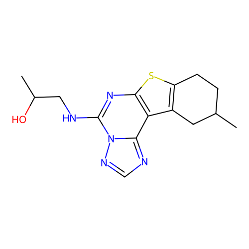 1-((10-methyl-8,9,10,11-tetrahydrobenzo[4,5]thieno[3,2-e][1,2,4]triazolo[1,5-c]pyrimidin-5-yl)amino)propan-2-ol structure