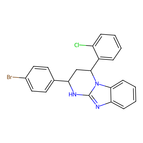 2-(4-bromophenyl)-4-(2-chlorophenyl)-1,2,3,4-tetrahydropyrimido[1,2-a]benzimidazole structure