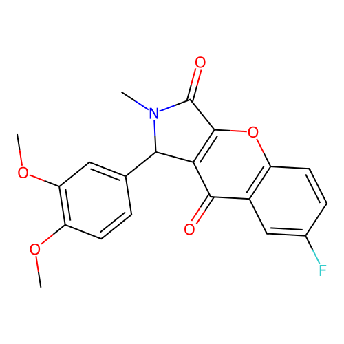 1-(3,4-dimethoxyphenyl)-7-fluoro-2-methyl-1,2-dihydrochromeno[2,3-c]pyrrole-3,9-dione structure