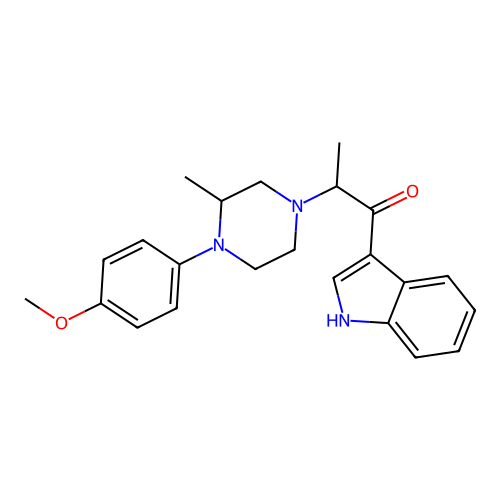 1-(1H-indol-3-yl)-2-[4-(4-methoxyphenyl)-3-methylpiperazin-1-yl]propan-1-one structure