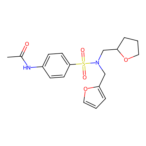 N-{4-[(furan-2-ylmethyl)(tetrahydrofuran-2-ylmethyl)sulfamoyl]phenyl}acetamide structure