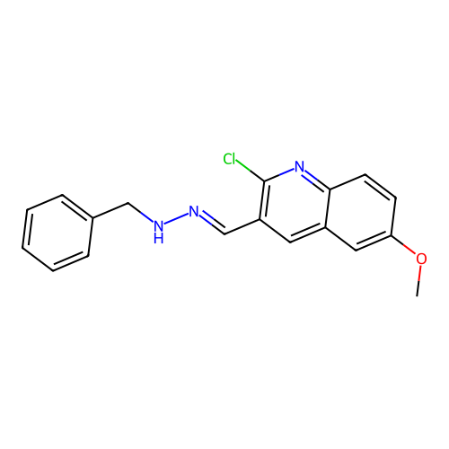 3-[(E)-(2-benzylhydrazinylidene)methyl]-2-chloro-6-methoxyquinoline structure