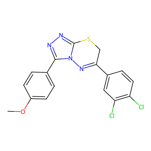 6-(3,4-dichlorophenyl)-3-(4-methoxyphenyl)-7H-[1,2,4]triazolo[3,4-b][1,3,4]thiadiazine structure