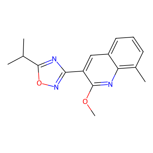 3-(2-Methoxy-8-methylquinolin-3-yl)-5-propan-2-yl-1,2,4-oxadiazole structure