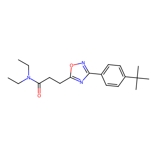 3-[3-(4-tert-butylphenyl)-1,2,4-oxadiazol-5-yl]-N,N-diethylpropanamide structure