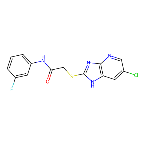 2-[(6-chloro-1H-imidazo[4,5-b]pyridin-2-yl)sulfanyl]-N-(3-fluorophenyl)acetamide structure