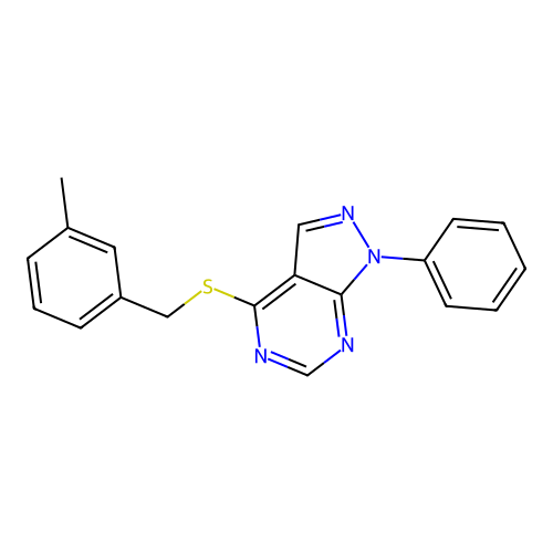 4-[(3-methylbenzyl)sulfanyl]-1-phenyl-1H-pyrazolo[3,4-d]pyrimidine structure