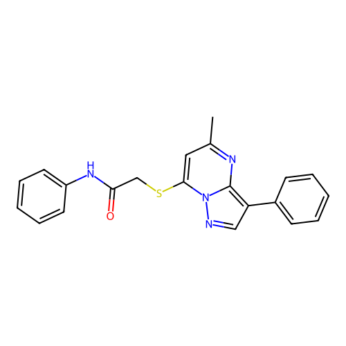 2-((5-methyl-3-phenylpyrazolo[1,5-a]pyrimidin-7-yl)thio)-N-phenylacetamide structure