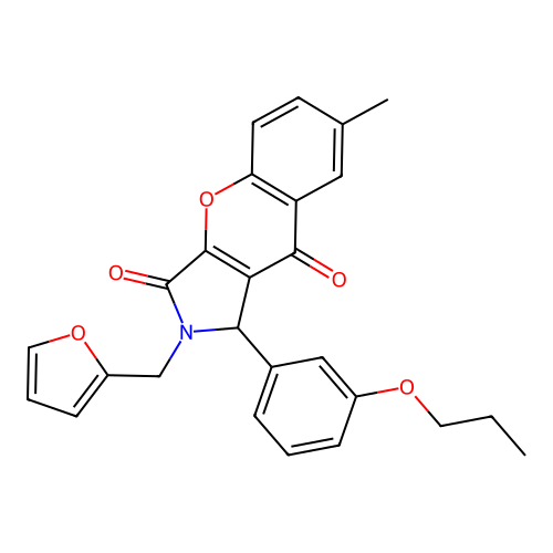 2-(furan-2-ylmethyl)-7-methyl-1-(3-propoxyphenyl)-1,2-dihydrochromeno[2,3-c]pyrrole-3,9-dione structure