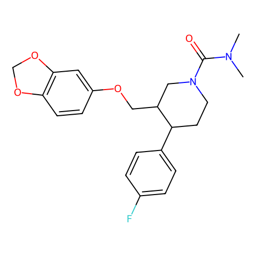 3-(1,3-benzodioxol-5-yloxymethyl)-4-(4-fluorophenyl)-N,N-dimethylpiperidine-1-carboxamide structure
